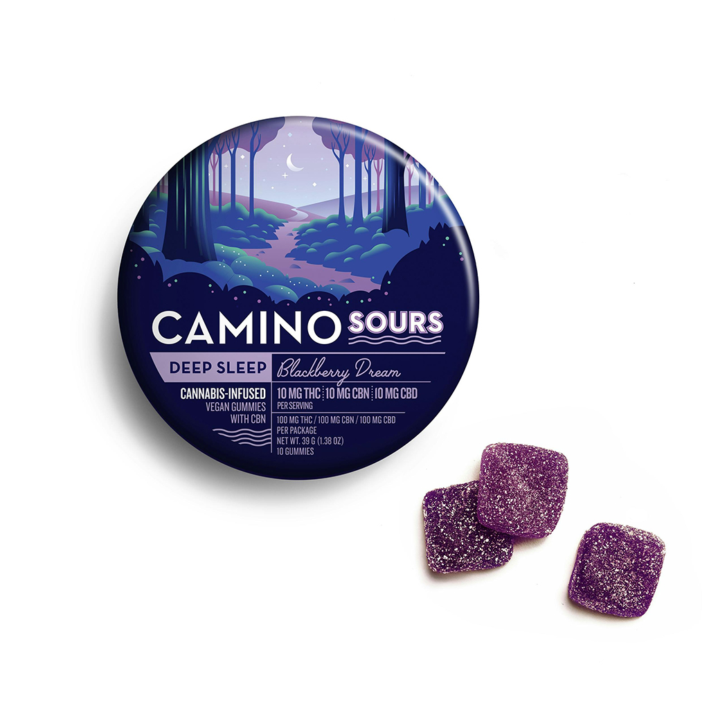 Camino CBD THC CBN 111 Sours-Blackberry Dream Gummies 10 Pack (100mg-CBD,-100mg-THC,-100mg-CBN)