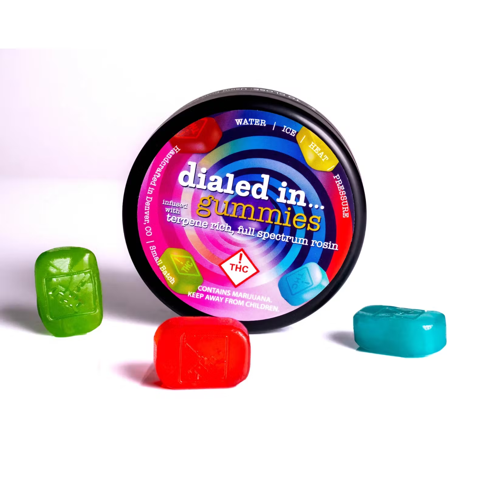 Dialed In Gummies – Hybrid Live Rosin Gummies 10-Pack (100mg THC)