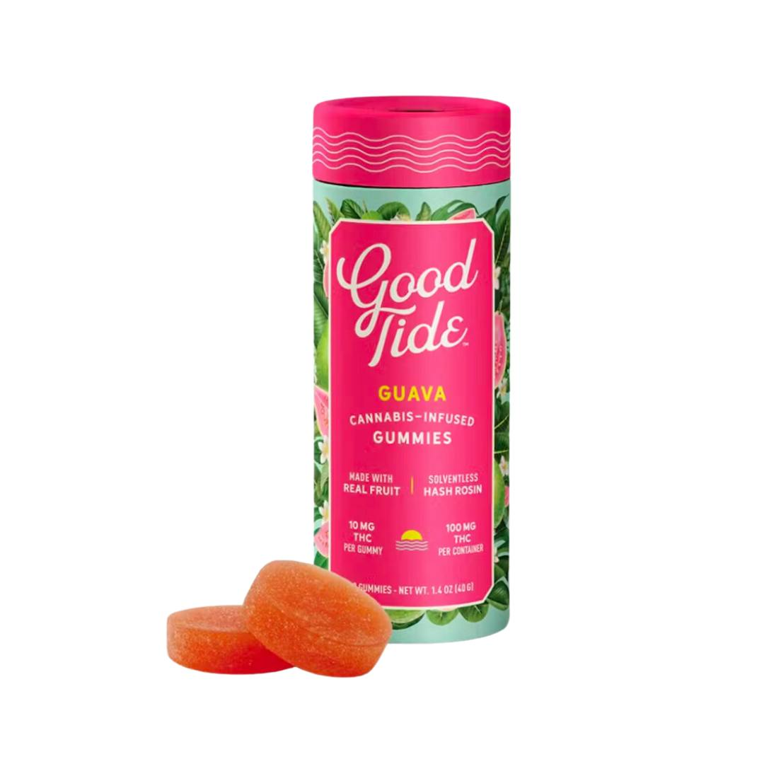 Good Tide – Hybrid Guava Solventless Hash Rosin High Dose Gummies 10-Pack (200mg)