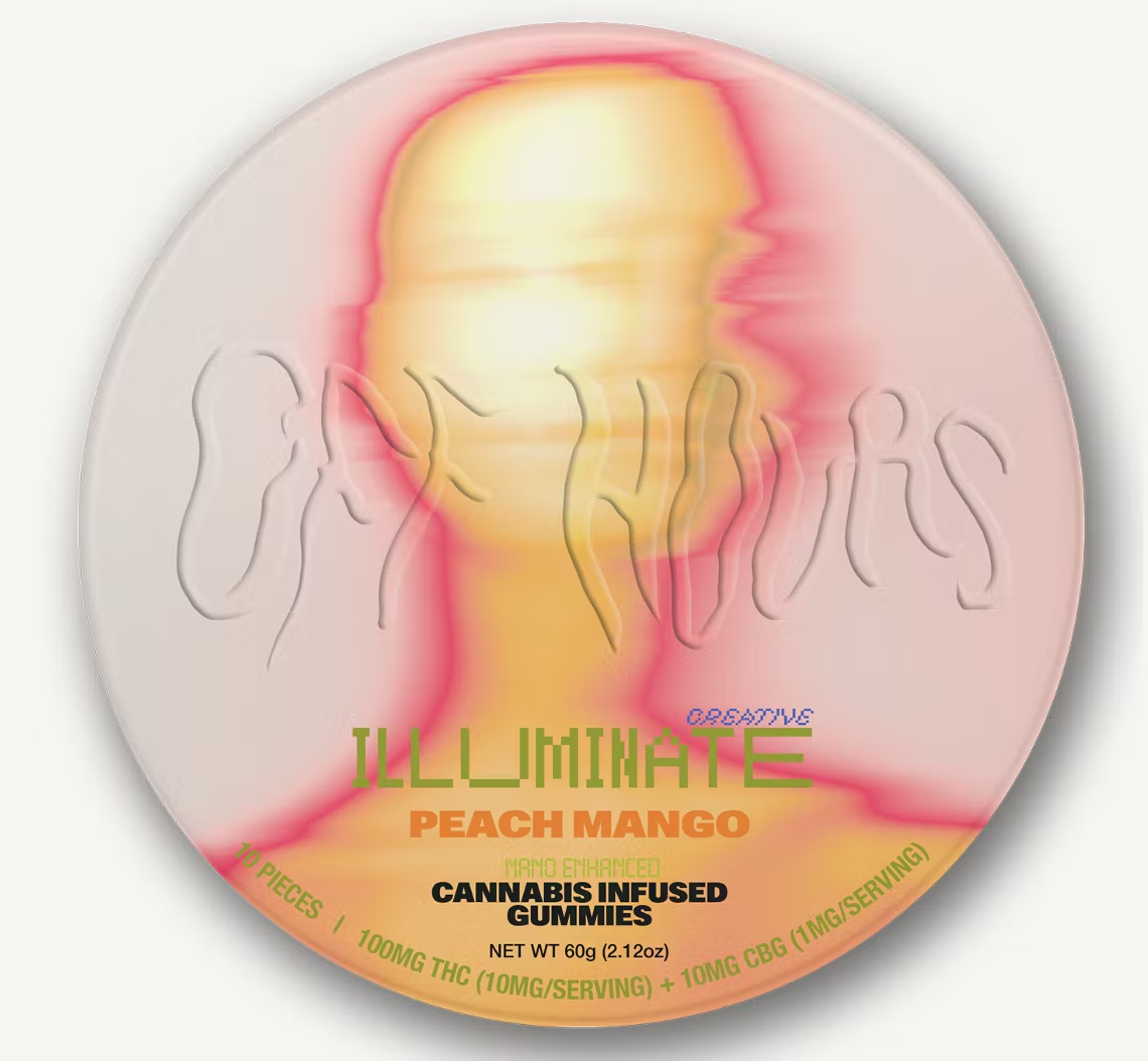 AOff Hours – THCCBG 101 Illuminate Peach Mango Gummies 10-Pack (100mg THC, 10mg CBG)