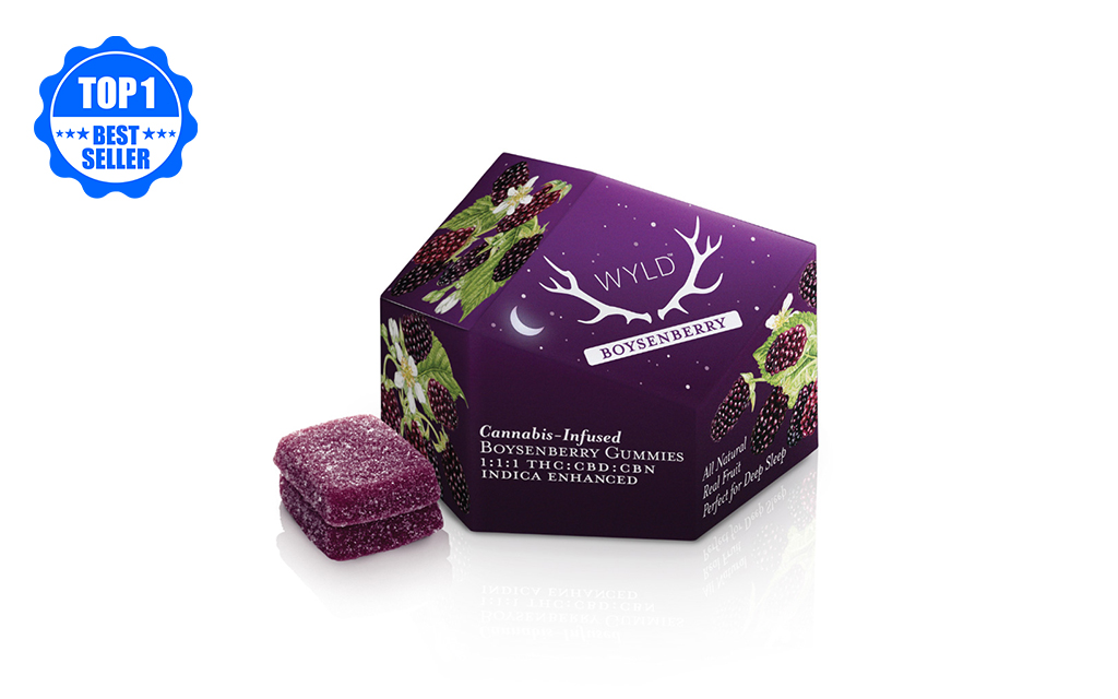 Oregon’s-Best-Selling-Edibles-Wyld-CBD：CBN：THC-1：1：1-Boysenberry-Gummies-10-Pack-100mg-CBD-100mg-CBN-100mg-THC