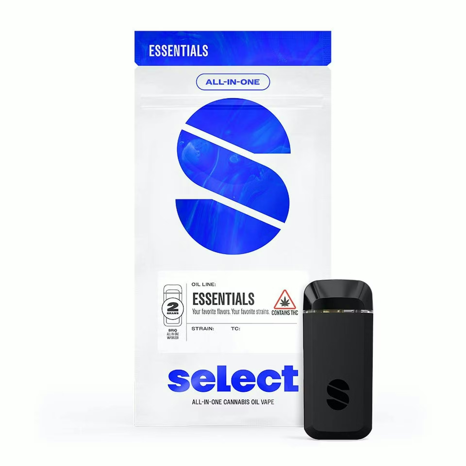 Select Essentials Briq – Green Kush #2 BDT Distillate Disposable (2g)