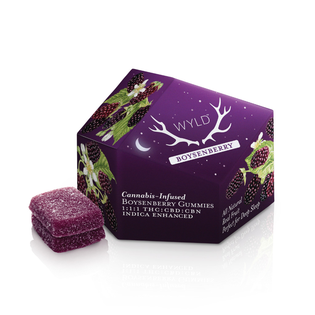 Wyld CBD：CBN：THC 1：1：1 Boysenberry Gummies 10-Pack (100mg CBD, 100mg CBN, 100mg THC)