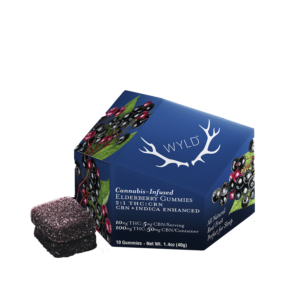 Wyld THC：CBN 2：1 Indica Elderberry Gummies 10-Pack (100mg THC, 50mg CBN)